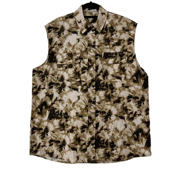 Samsoe Samsoe NWOT Camo Clay Button Up Shirt Top Oversized Sz M Organic Cotton - Picture 2 of 6